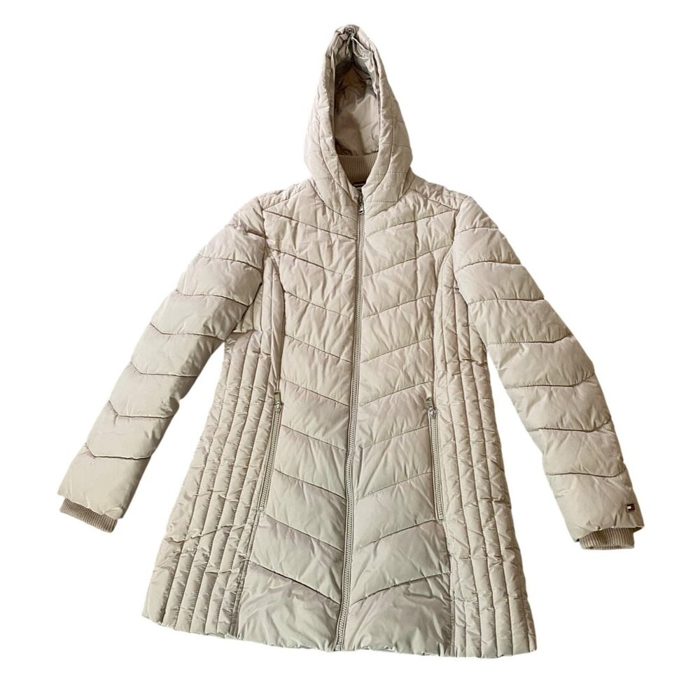 Tommy Hilfiger Quilted Winterwith Hood Puffer Coat Medium